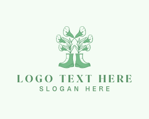 Boots - Floral Gardening Boots logo design