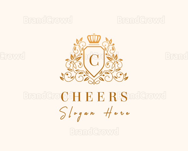 Floral Wreath Crown Shield Logo