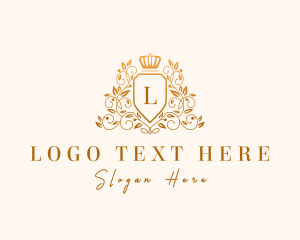 Legal Advice - Floral Wreath Crown Shield logo design