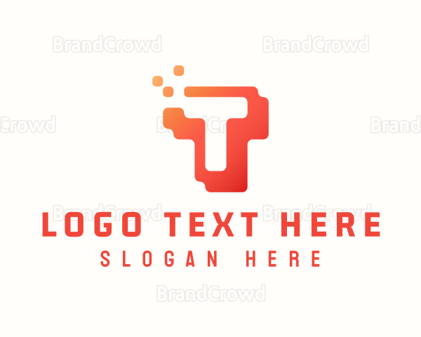 Pixel Block Letter T Logo