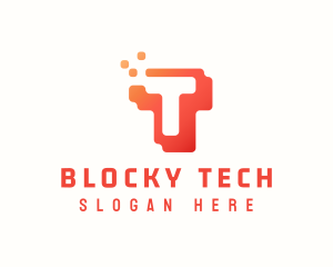 Blocky - Pixel Block Letter T logo design