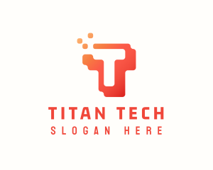 Pixel Block Letter T logo design