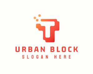 Block - Pixel Block Letter T logo design