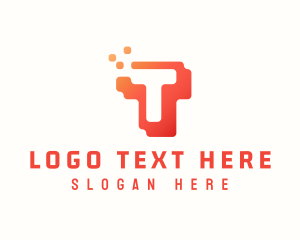 Pixel - Pixel Block Letter T logo design