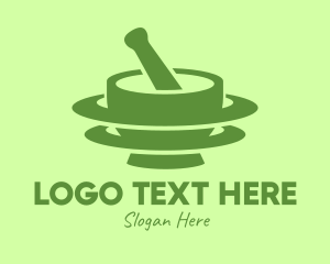 Recipe - Green Mortar & Pestle logo design