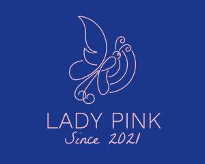 Minimalist Pink Butterfly  logo design