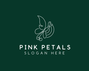 Minimalist Pink Butterfly  logo design