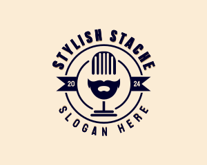 Mustache Microphone Podcast logo design