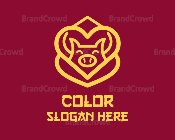 Golden Asian Pig Logo