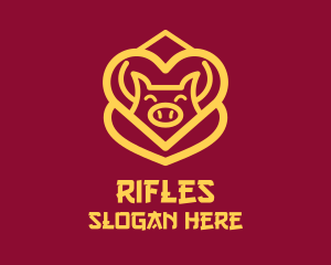 Golden Asian Pig Logo