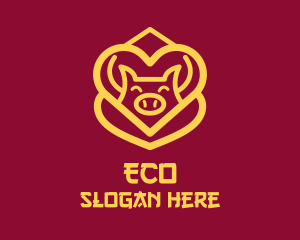 Farm - Golden Asian Pig logo design