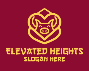 Golden Asian Pig logo design