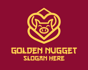 Golden Asian Pig logo design