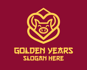 Golden Asian Pig logo design
