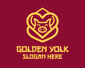 Golden Asian Pig logo design