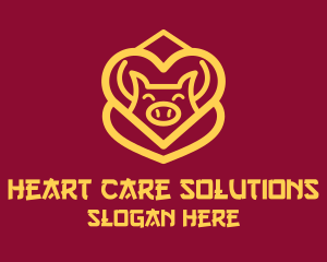 Golden Asian Pig logo design