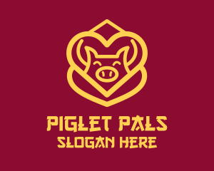 Golden Asian Pig logo design