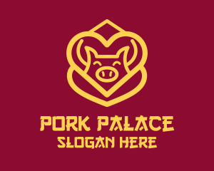 Golden Asian Pig logo design