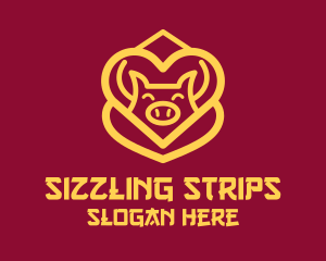 Bacon - Golden Asian Pig logo design