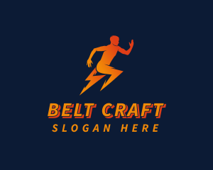 Running Athletic Electric Bolt logo design