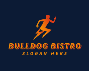 Running Athletic Electric Bolt logo design