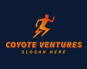 Running Athletic Electric Bolt logo design