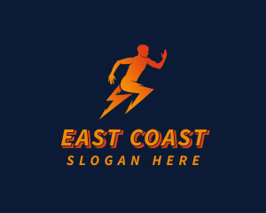 Running Athletic Electric Bolt logo design