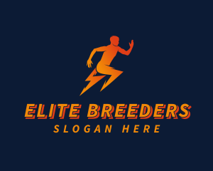 Running Athletic Electric Bolt logo design