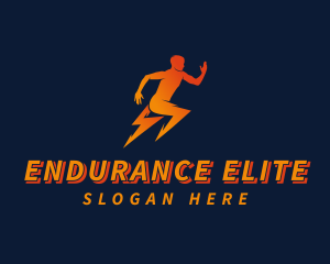 Running Athletic Electric Bolt logo design