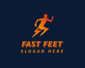 Running - Running Athletic Electric Bolt logo design