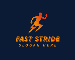 Run - Running Athletic Electric Bolt logo design