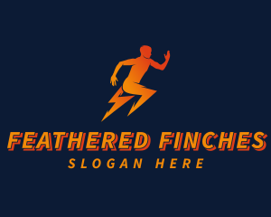 Running Athletic Electric Bolt logo design