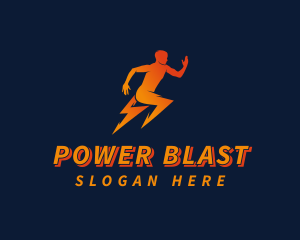 Running Athletic Electric Bolt logo design