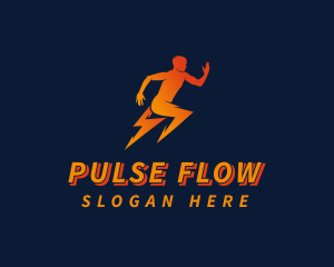 Running Athletic Electric Bolt logo design