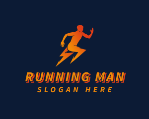 Running Athletic Electric Bolt logo design