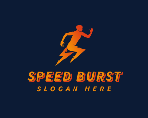 Running Athletic Electric Bolt logo design