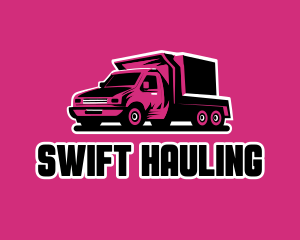 Hauling - Pink Cargo Truck logo design