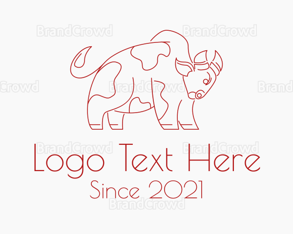 Angry Cow Bull Line Logo