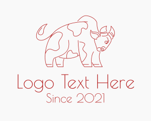 Wild - Angry Cow Bull Line logo design