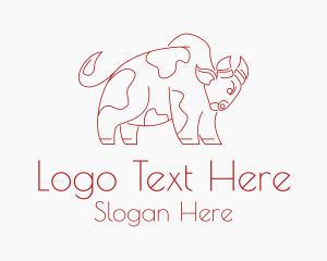 Angry Cow Bull Line Logo
