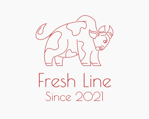 Angry Cow Bull Line logo design