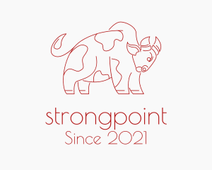 Grocery Store - Angry Cow Bull Line logo design