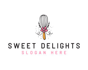 Floral Baking Wisk logo design