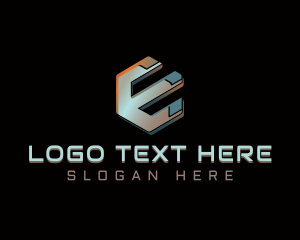 Iron - Cyber Digital Gaming Letter E logo design