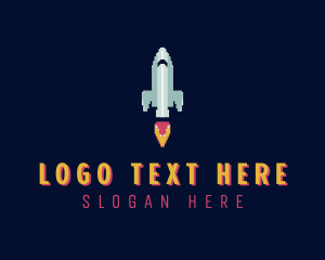 Nostalgia - Rocket Ship Pixel logo design