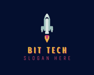 Rocket Ship Pixel logo design