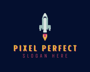 Rocket Ship Pixel logo design