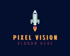 Rocket Ship Pixel logo design