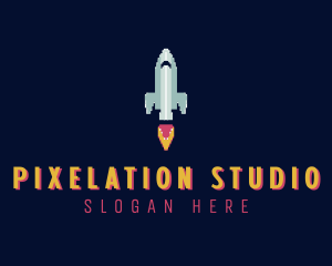 Rocket Ship Pixel logo design