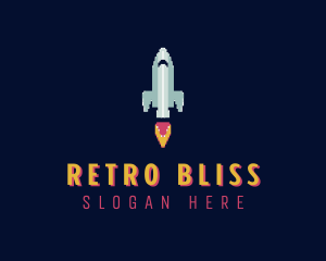 Nostalgia - Rocket Ship Pixel logo design